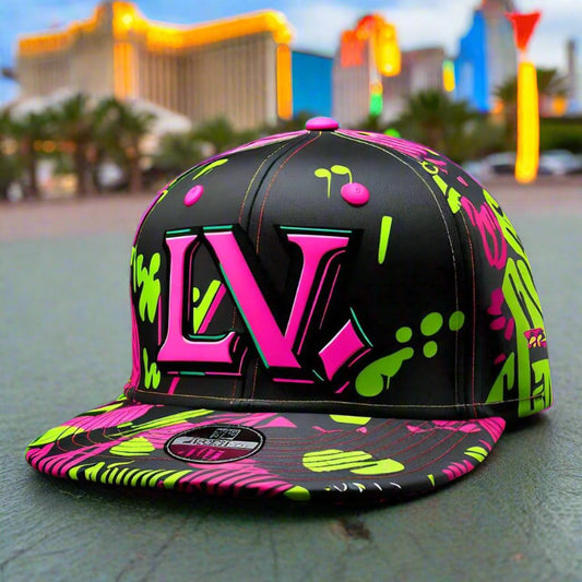 HATS-Streetwear-Cityscape.91: LV-Las Vegas-Abstract Neon - Global Warming Warrior Wear, "S.P.C." A Social Purpose Corporation   ZEBRA UNDERGROUND