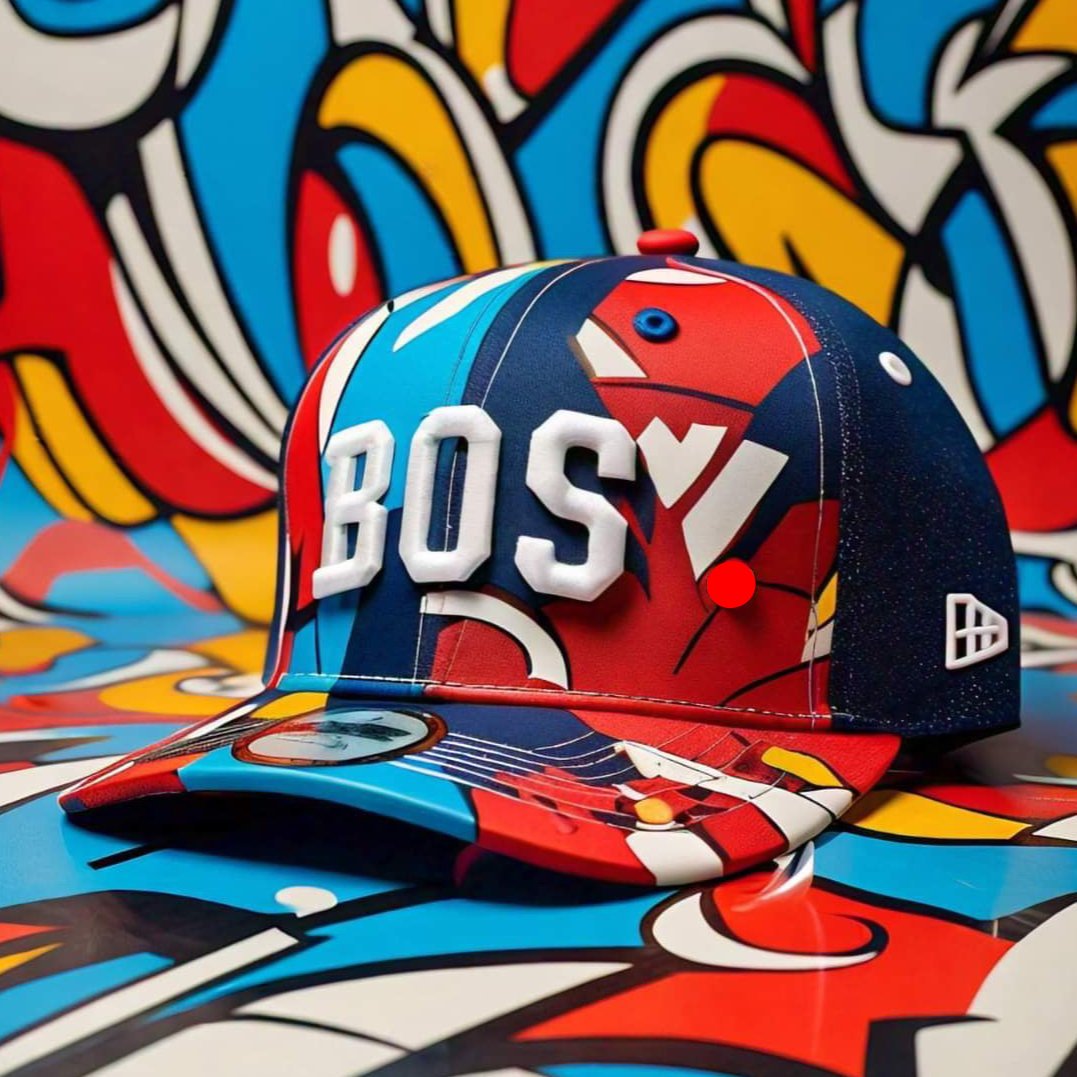 HATS-Streetwear-Cityscape.18: BOS-Boston-Abstract-Red-White-Blue - Global Warming Warrior Wear, "S.P.C." A Social Purpose Corporation  