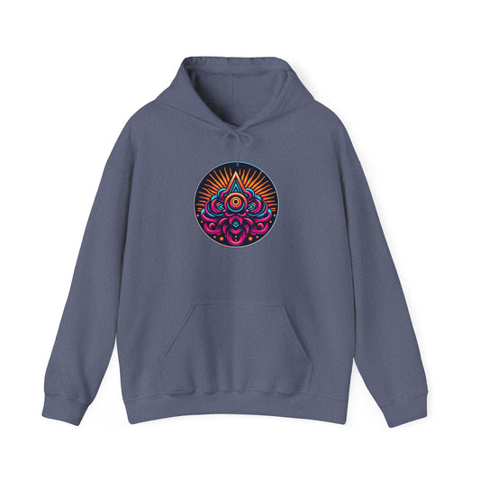 Neon Eye of the Sun Hoodie - Global Warming Warrior Wear, "S.P.C." A Social Purpose Corporation   ZEBRA UNDERGROUND