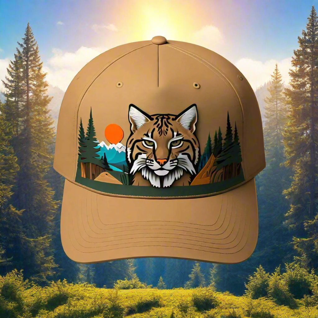 Hats-Nature & Animals.2: Bobcat-Forest - Global Warming Warrior Wear, "S.P.C." A Social Purpose Corporation  