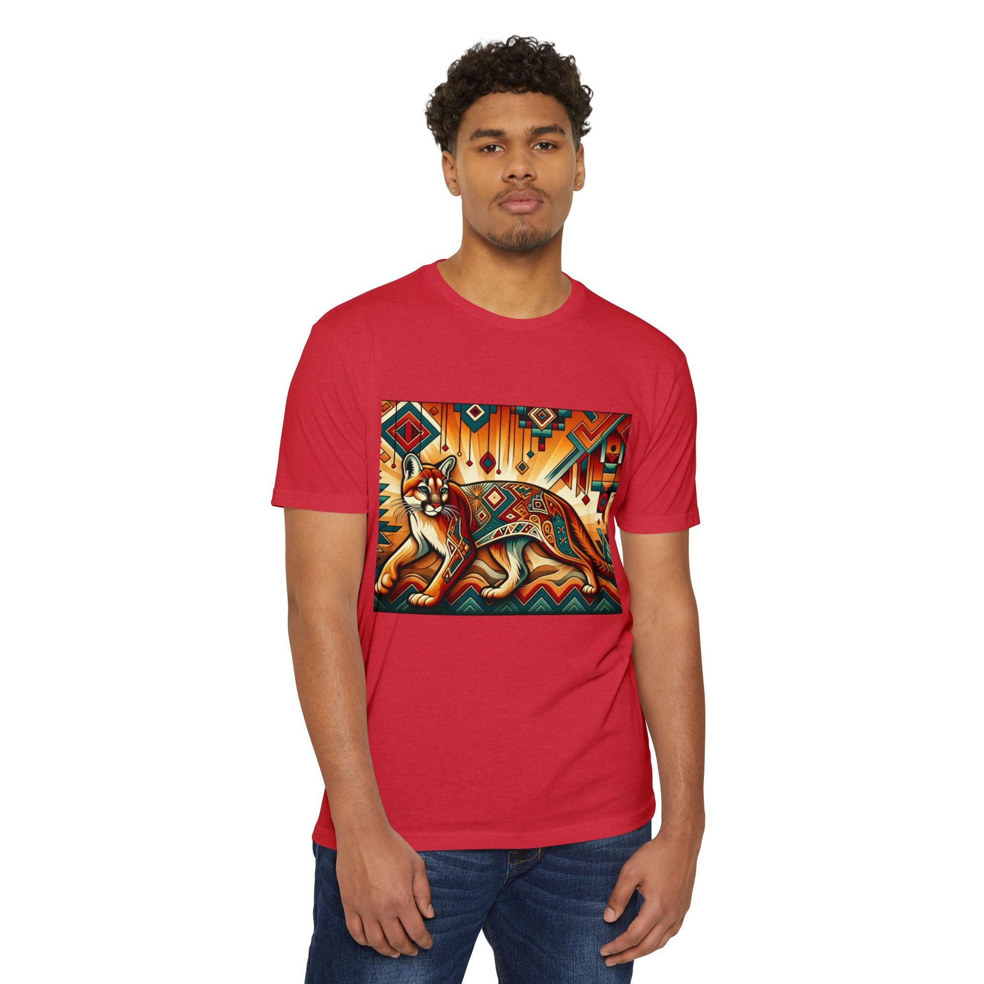 Cougar-4. Native American Inspired / Unisex Graphic Tee Shirt - Global Warming Warrior Wear, "S.P.C." A Social Purpose Corporation  