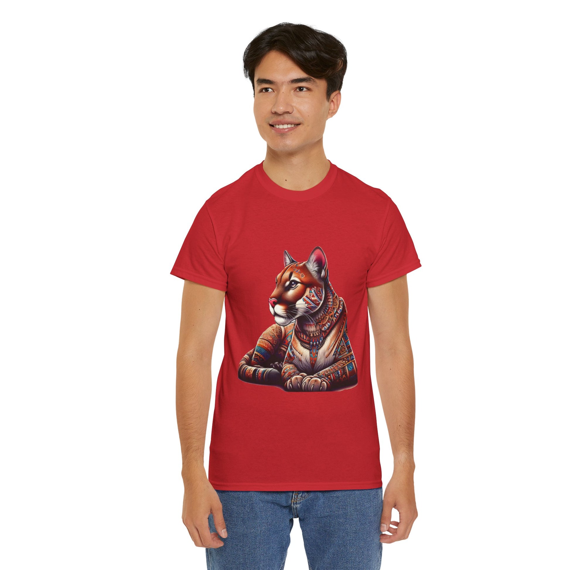 Cougar-1. Native American Inspired / Unisex Graphic Tee Shirt - Global Warming Warrior Wear, "S.P.C." A Social Purpose Corporation  