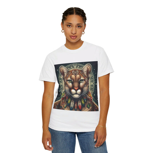 Cougar-2B. Native American Inspired / Unisex Graphic Tee Shirt - Global Warming Warrior Wear, "S.P.C." A Social Purpose Corporation   ZEBRA UNDERGROUND