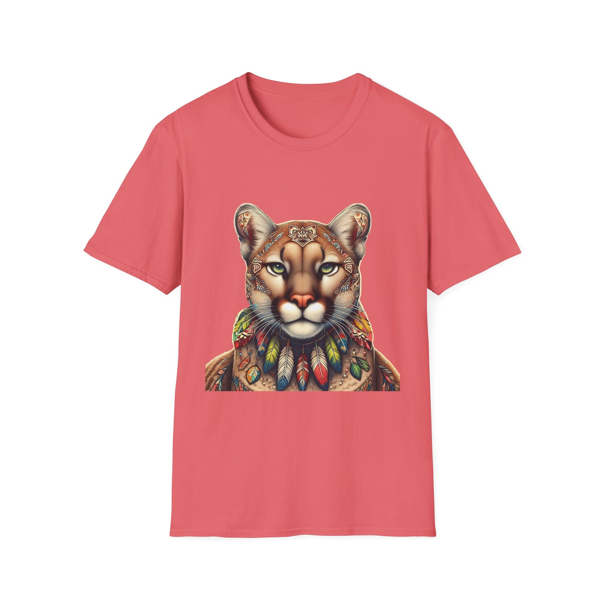 Cougar-2A. Native American Inspired / Unisex Graphic Tee Shirt - Global Warming Warrior Wear, "S.P.C." A Social Purpose Corporation  