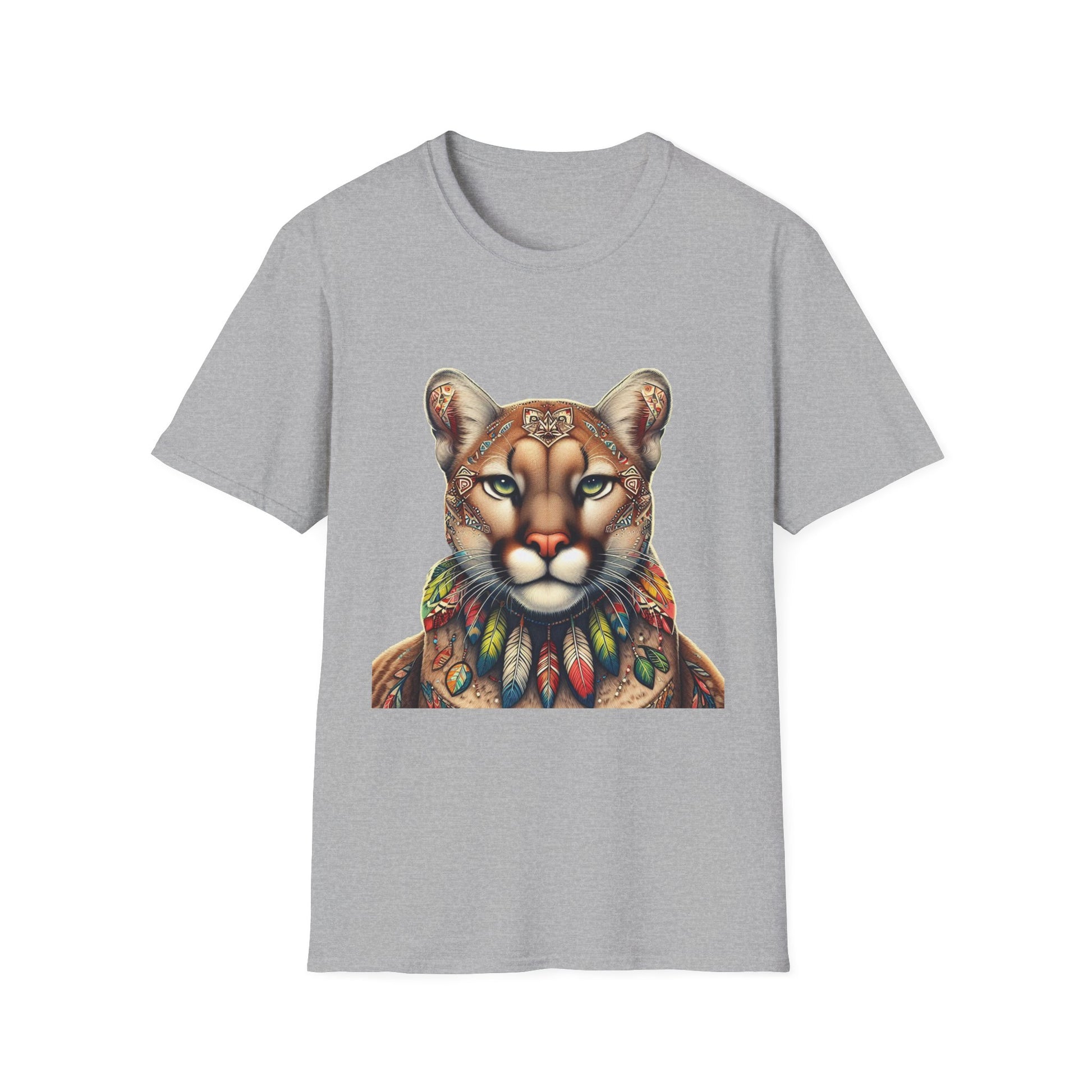 Cougar-2A. Native American Inspired / Unisex Graphic Tee Shirt - Global Warming Warrior Wear, "S.P.C." A Social Purpose Corporation  