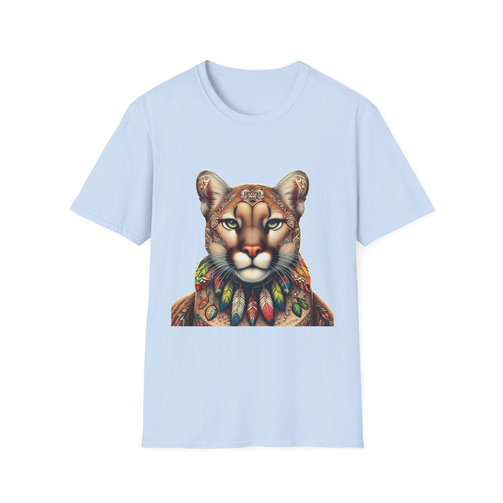 Cougar-2A. Native American Inspired / Unisex Graphic Tee Shirt - Global Warming Warrior Wear, "S.P.C." A Social Purpose Corporation  