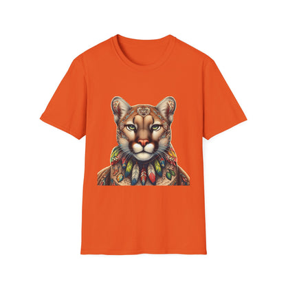 Cougar-2A. Native American Inspired / Unisex Graphic Tee Shirt - Global Warming Warrior Wear, "S.P.C." A Social Purpose Corporation  