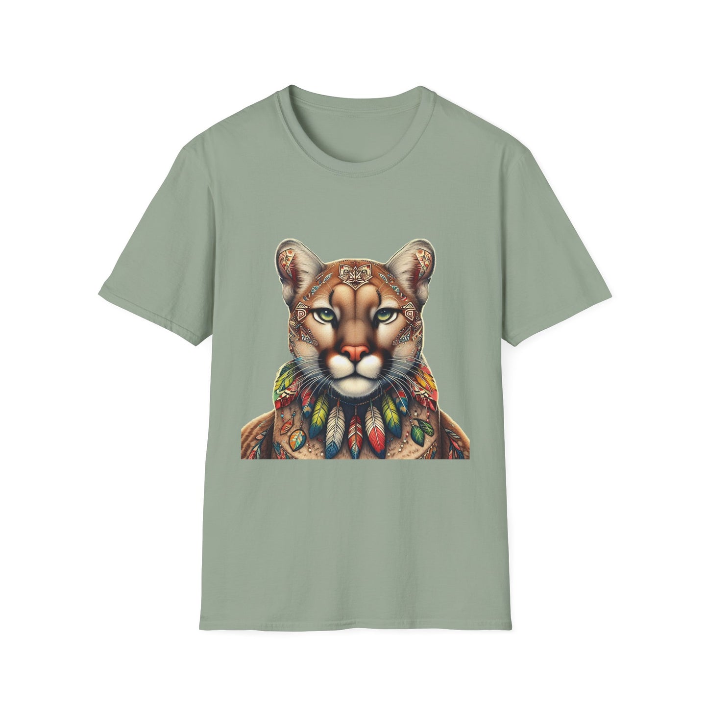 Cougar-2A. Native American Inspired / Unisex Graphic Tee Shirt - Global Warming Warrior Wear, "S.P.C." A Social Purpose Corporation  