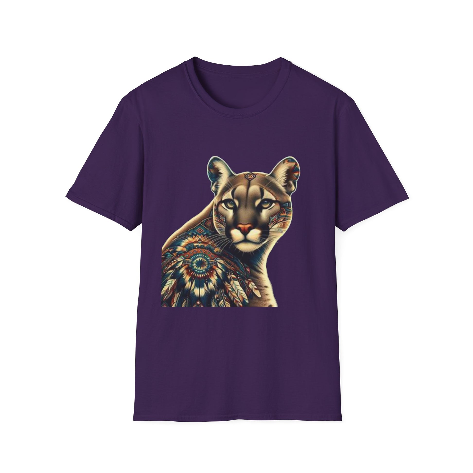 Cougar-3. Native American Inspired / Unisex Graphic Tee Shirt - Global Warming Warrior Wear, "S.P.C." A Social Purpose Corporation  