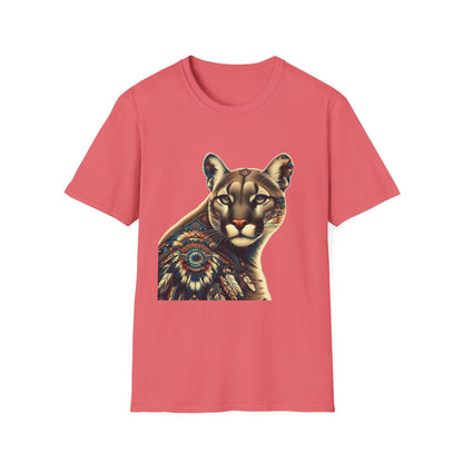 Cougar-3. Native American Inspired / Unisex Graphic Tee Shirt - Global Warming Warrior Wear, "S.P.C." A Social Purpose Corporation  