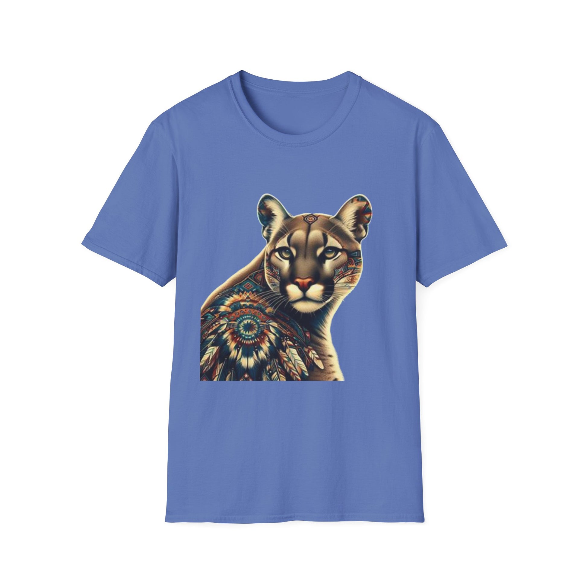 Cougar-3. Native American Inspired / Unisex Graphic Tee Shirt - Global Warming Warrior Wear, "S.P.C." A Social Purpose Corporation  