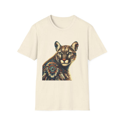 Cougar-3. Native American Inspired / Unisex Graphic Tee Shirt - Global Warming Warrior Wear, "S.P.C." A Social Purpose Corporation  