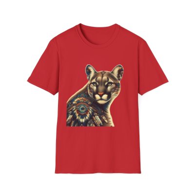 Cougar-3. Native American Inspired / Unisex Graphic Tee Shirt - Global Warming Warrior Wear, "S.P.C." A Social Purpose Corporation  