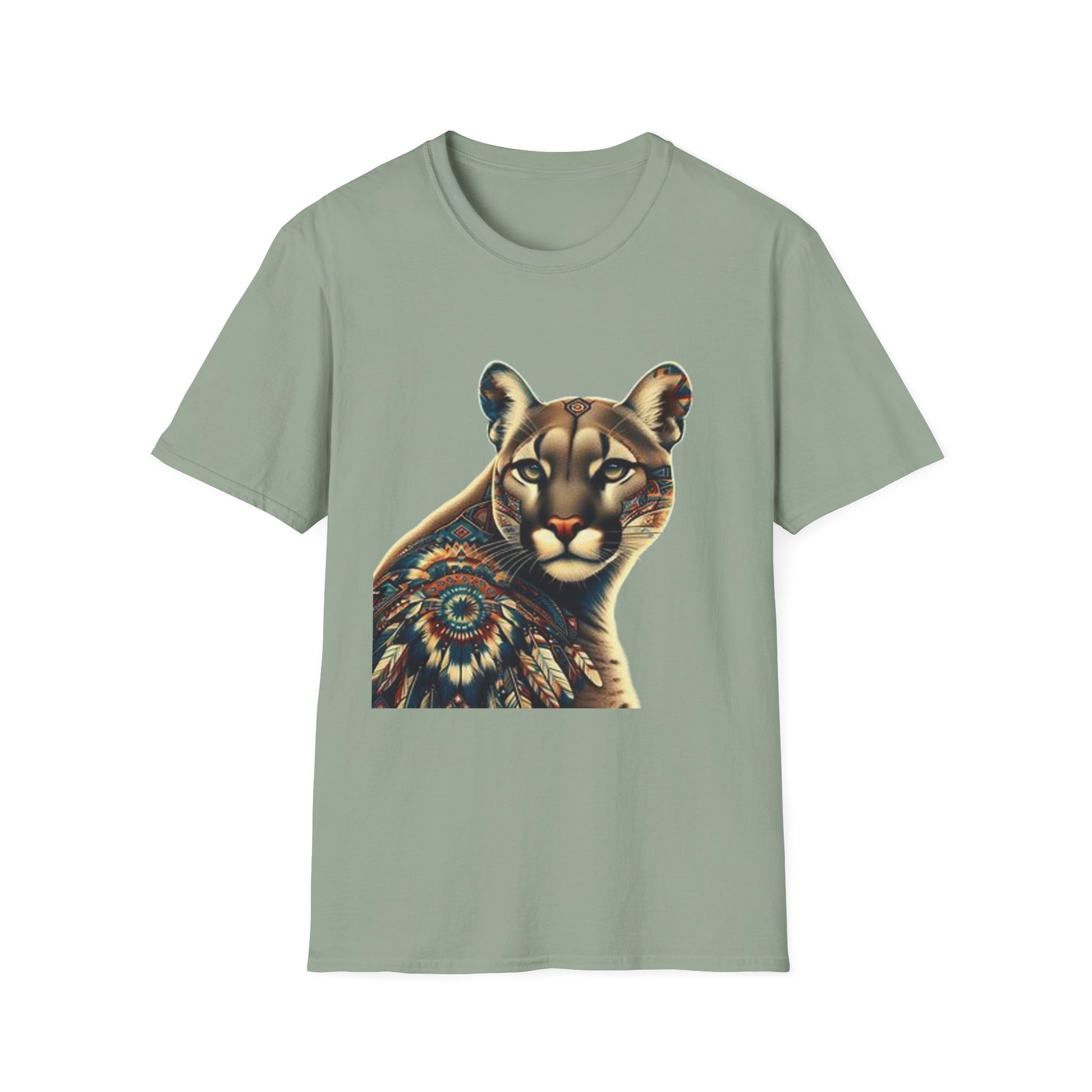 Cougar-3. Native American Inspired / Unisex Graphic Tee Shirt - Global Warming Warrior Wear, "S.P.C." A Social Purpose Corporation  