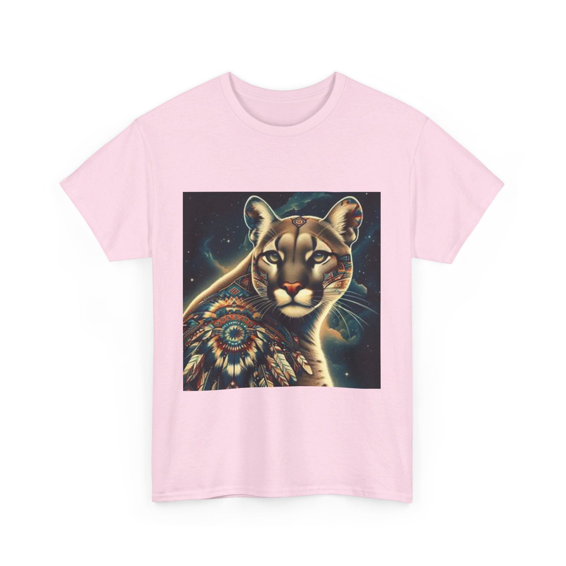 Cougar-3. Native American Inspired / Unisex Graphic Tee Shirt - Global Warming Warrior Wear, "S.P.C." A Social Purpose Corporation  