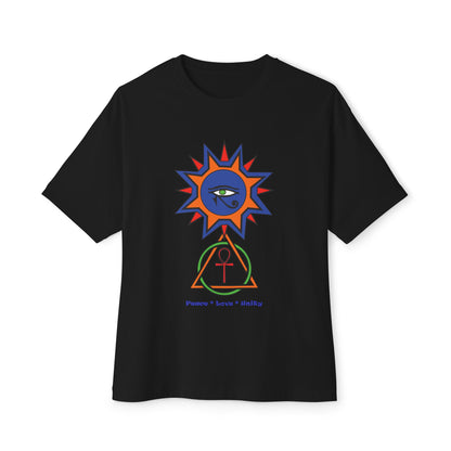 2-B. Egyptian Sun - Peace - Love - Unity / Unisex - Graphic Tee Shirt - Global Warming Warrior Wear, "S.P.C." A Social Purpose Corporation  