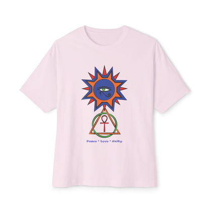 2-B. Egyptian Sun - Peace - Love - Unity / Unisex - Graphic Tee Shirt - Global Warming Warrior Wear, "S.P.C." A Social Purpose Corporation  