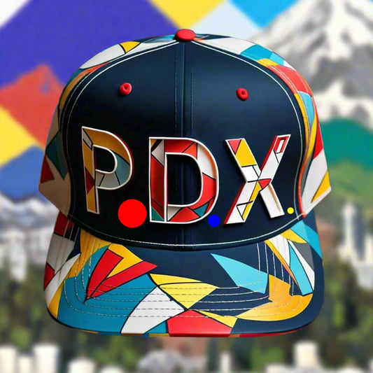 HATS-Streetwear-Cityscape.1: PDX-Portland-Abstract - Global Warming Warrior Wear, "S.P.C." A Social Purpose Corporation   ZEBRA UNDERGROUND