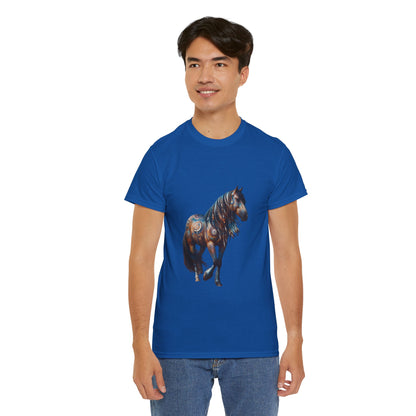 Horse-4A. Native American Inspired / Unisex Graphic Tee Shirt - Global Warming Warrior Wear, "S.P.C." A Social Purpose Corporation  