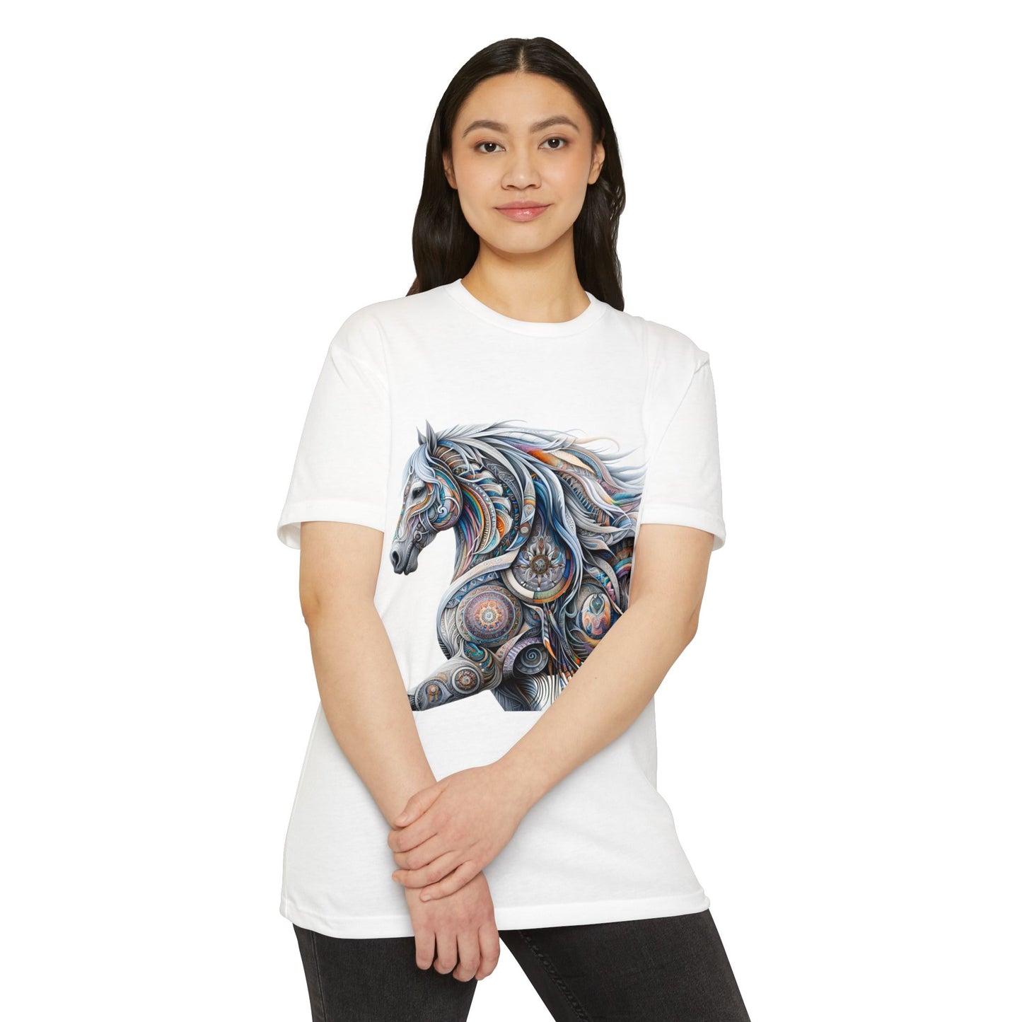 Horse-3. Native American Inspired / Unisex Graphic Tee Shirt - Global Warming Warrior Wear, "S.P.C." A Social Purpose Corporation  