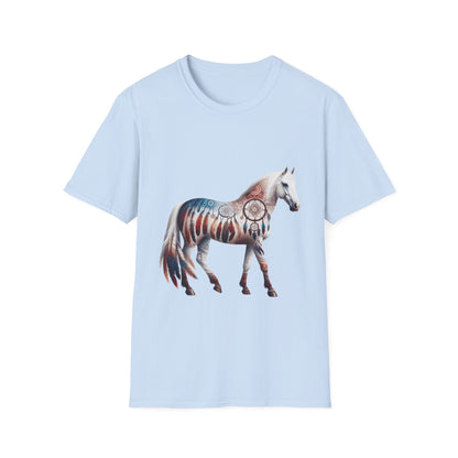 Horse-1. Native American Inspired / Unisex Graphic Tee Shirt - Global Warming Warrior Wear, "S.P.C." A Social Purpose Corporation  