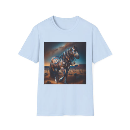 Horse-4B. Native American Inspired / Unisex Graphic Tee Shirt - Global Warming Warrior Wear, "S.P.C." A Social Purpose Corporation  