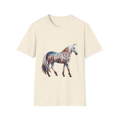 Horse-1. Native American Inspired / Unisex Graphic Tee Shirt - Global Warming Warrior Wear, "S.P.C." A Social Purpose Corporation  