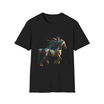 Horse-2A. - Native American Inspired / Unisex - Graphic Tee Shirt - Global Warming Warrior Wear, "S.P.C." A Social Purpose Corporation  