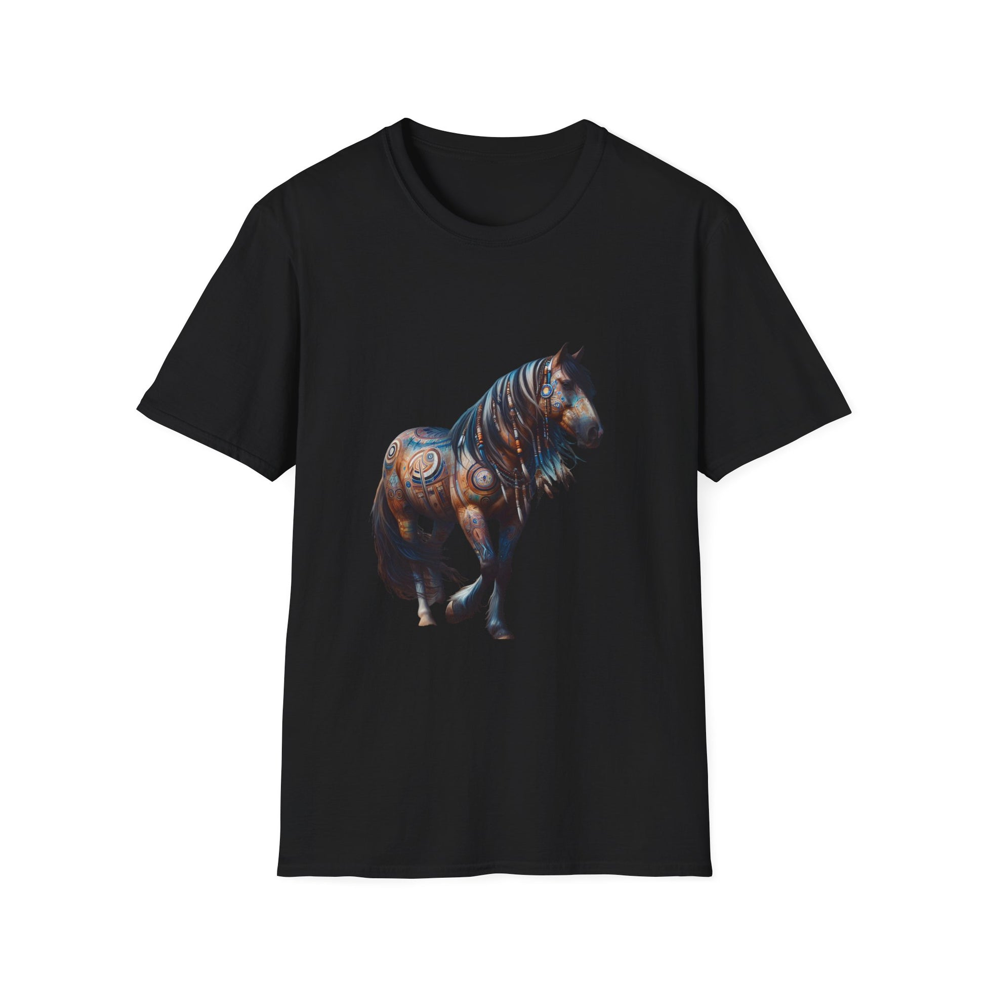 Horse-4A. Native American Inspired / Unisex Graphic Tee Shirt - Global Warming Warrior Wear, "S.P.C." A Social Purpose Corporation  