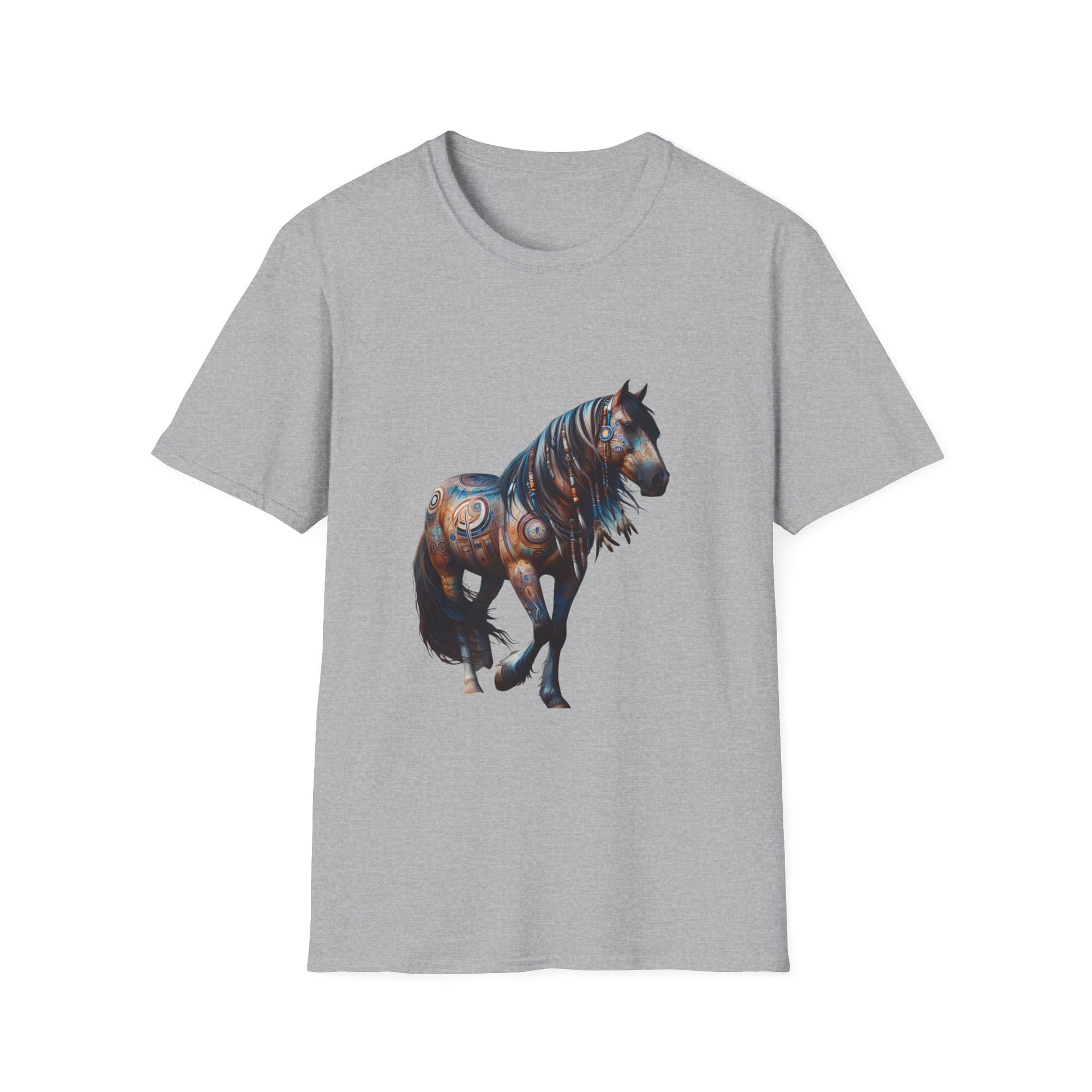 Horse-4A. Native American Inspired / Unisex Graphic Tee Shirt - Global Warming Warrior Wear, "S.P.C." A Social Purpose Corporation  