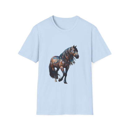 Horse-4A. Native American Inspired / Unisex Graphic Tee Shirt - Global Warming Warrior Wear, "S.P.C." A Social Purpose Corporation  