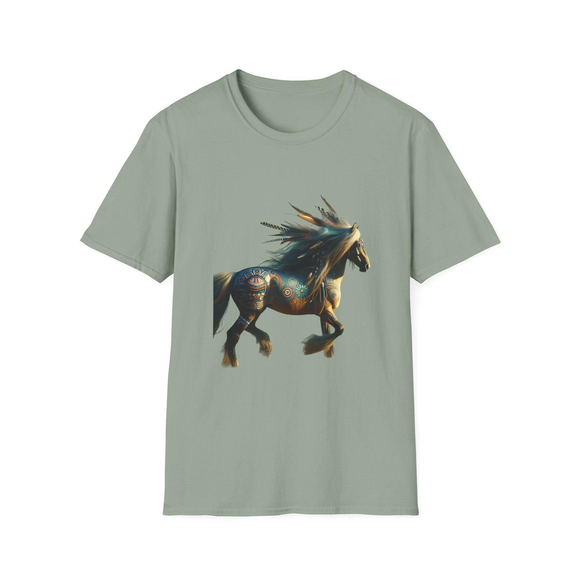 Horse-2A. - Native American Inspired / Unisex - Graphic Tee Shirt - Global Warming Warrior Wear, "S.P.C." A Social Purpose Corporation  