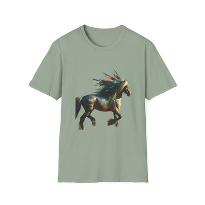 Horse-2A. - Native American Inspired / Unisex - Graphic Tee Shirt - Global Warming Warrior Wear, "S.P.C." A Social Purpose Corporation  