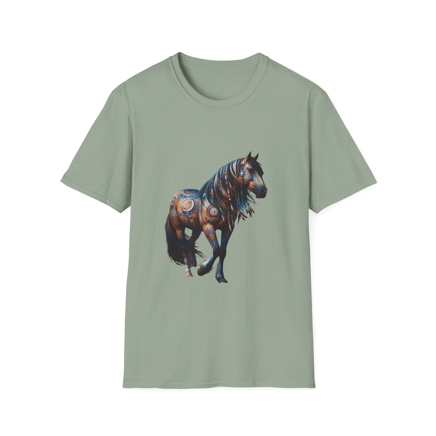 Horse-4A. Native American Inspired / Unisex Graphic Tee Shirt - Global Warming Warrior Wear, "S.P.C." A Social Purpose Corporation  