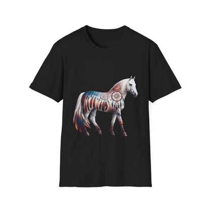 Horse-1. Native American Inspired / Unisex Graphic Tee Shirt - Global Warming Warrior Wear, "S.P.C." A Social Purpose Corporation  