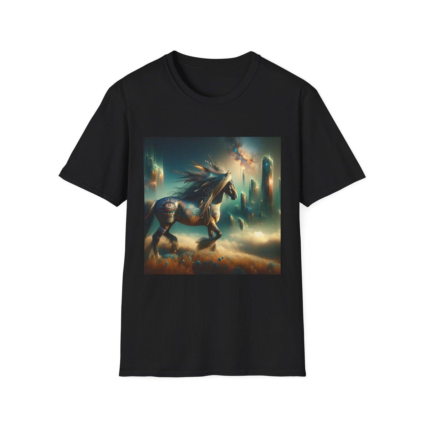 Horse-2B. Native American Inspired / Unisex Graphic Tee Shirt - Global Warming Warrior Wear, "S.P.C." A Social Purpose Corporation  