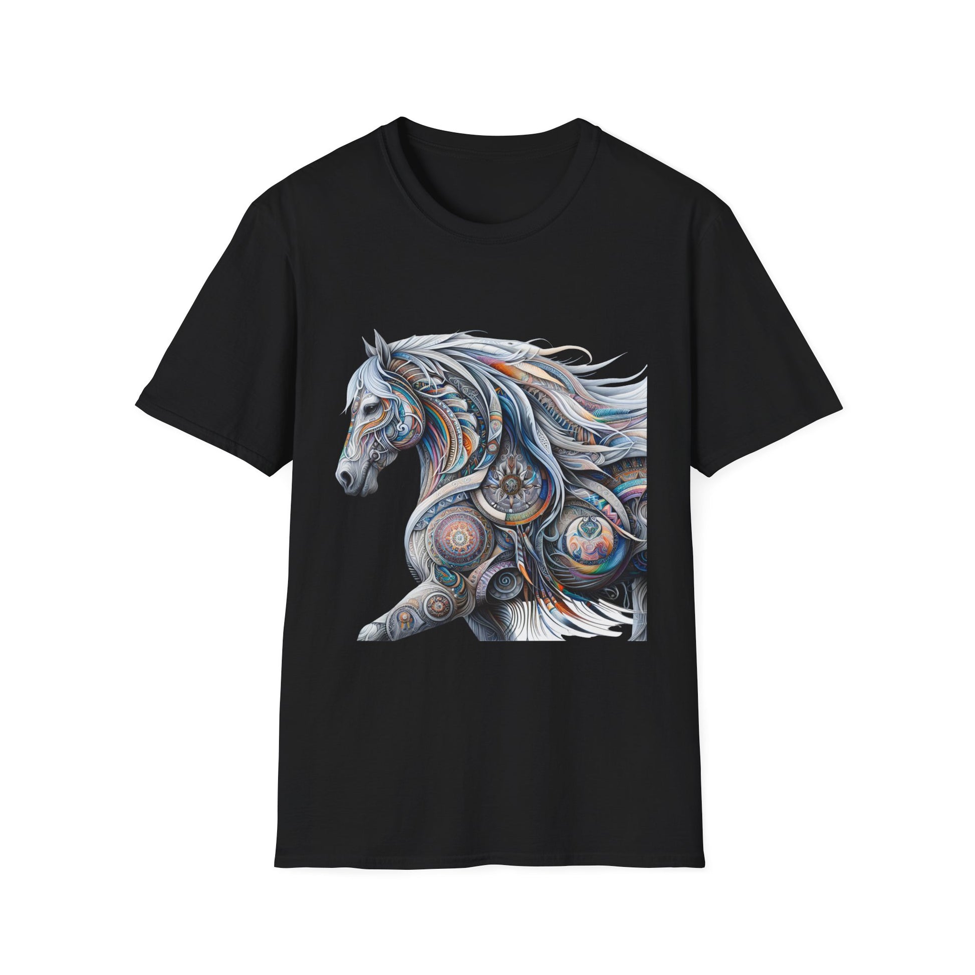 Horse-3. Native American Inspired / Unisex Graphic Tee Shirt - Global Warming Warrior Wear, "S.P.C." A Social Purpose Corporation  