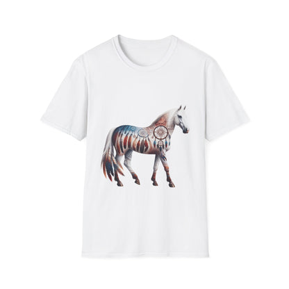 Horse-1. Native American Inspired / Unisex Graphic Tee Shirt - Global Warming Warrior Wear, "S.P.C." A Social Purpose Corporation  