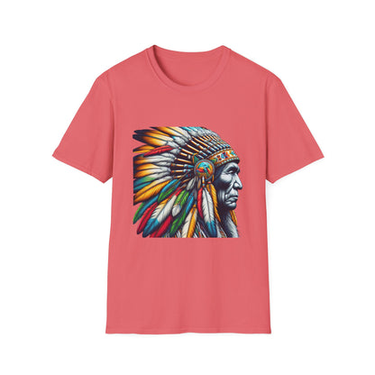 Native American Inspired Male-2. / Unisex Graphic Tee Shirt - Global Warming Warrior Wear, "S.P.C." A Social Purpose Corporation  