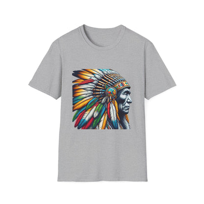 Native American Inspired Male-2. / Unisex Graphic Tee Shirt - Global Warming Warrior Wear, "S.P.C." A Social Purpose Corporation  