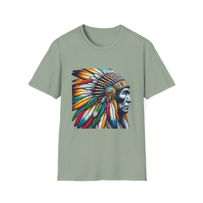 Native American Inspired Male-2. / Unisex Graphic Tee Shirt - Global Warming Warrior Wear, "S.P.C." A Social Purpose Corporation  