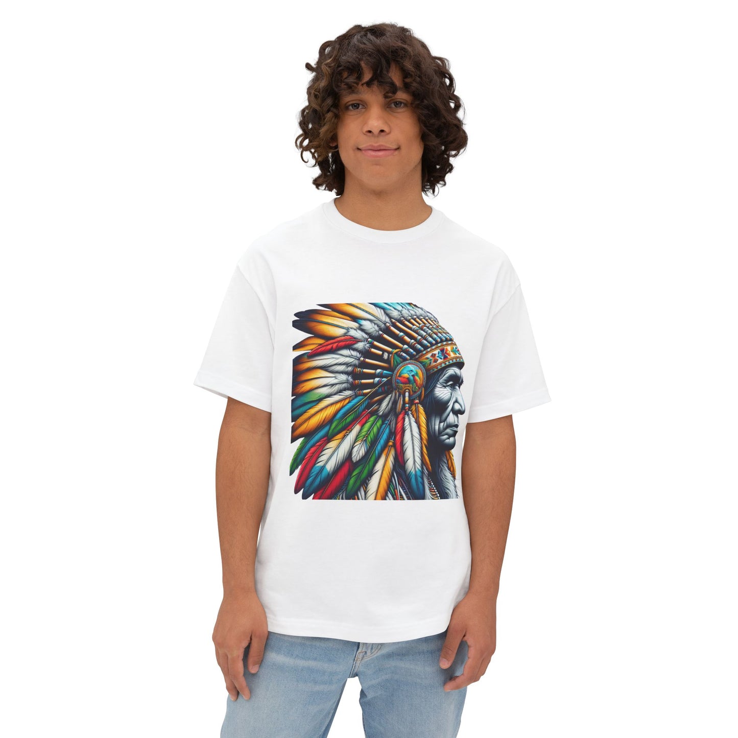 Native American Inspired Male-2. / Unisex Graphic Tee Shirt - Global Warming Warrior Wear, "S.P.C." A Social Purpose Corporation  