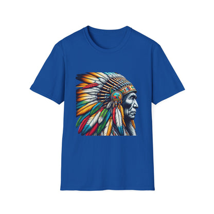 Native American Inspired Male-2. / Unisex Graphic Tee Shirt - Global Warming Warrior Wear, "S.P.C." A Social Purpose Corporation  