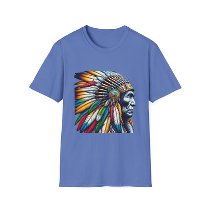 Native American Inspired Male-2. / Unisex Graphic Tee Shirt - Global Warming Warrior Wear, "S.P.C." A Social Purpose Corporation  