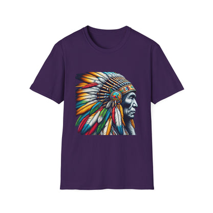 Native American Inspired Male-2. / Unisex Graphic Tee Shirt - Global Warming Warrior Wear, "S.P.C." A Social Purpose Corporation  