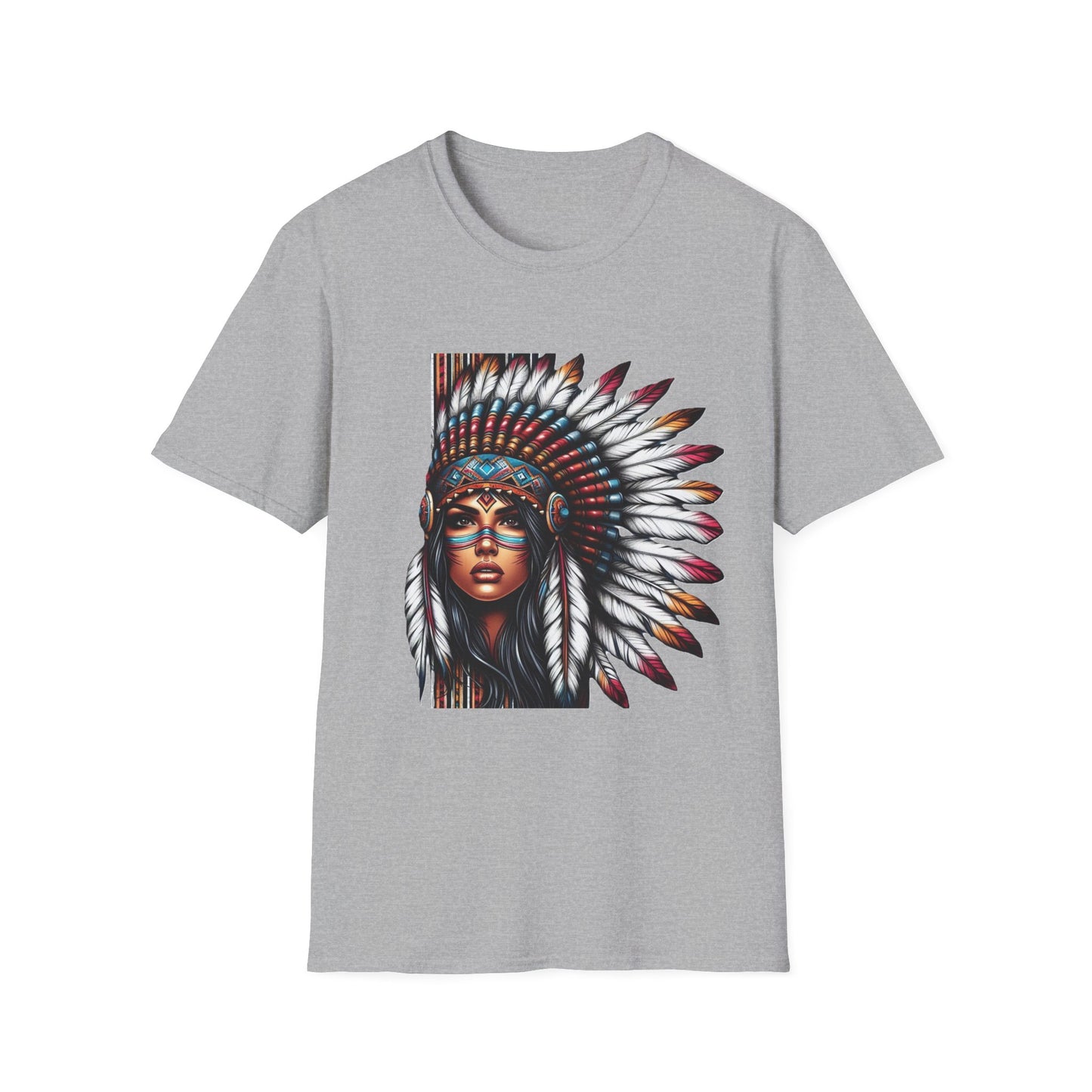 Native American Inspired Female-3.  / Unisex Graphic Tee Shirt - Global Warming Warrior Wear, "S.P.C." A Social Purpose Corporation  