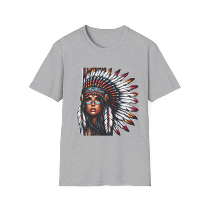 Native American Inspired Female-3.  / Unisex Graphic Tee Shirt - Global Warming Warrior Wear, "S.P.C." A Social Purpose Corporation  