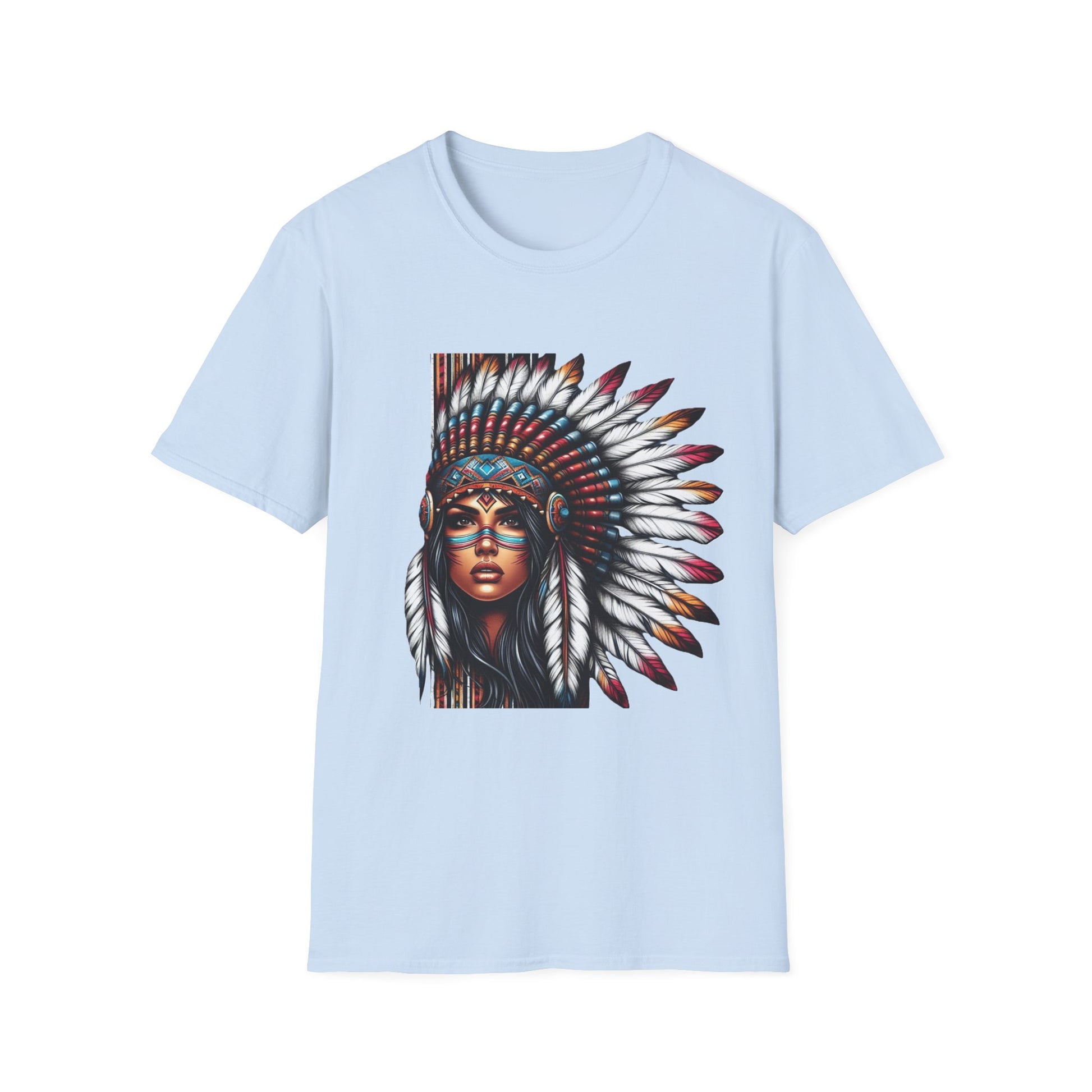 Native American Inspired Female-3.  / Unisex Graphic Tee Shirt - Global Warming Warrior Wear, "S.P.C." A Social Purpose Corporation  