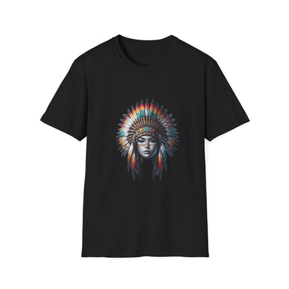 Native American Inspired Female-1.  / Unisex Graphic Tee Shirt - Global Warming Warrior Wear, "S.P.C." A Social Purpose Corporation  