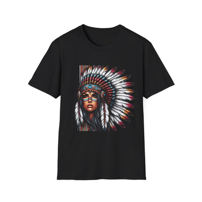 Native American Inspired Female-3.  / Unisex Graphic Tee Shirt - Global Warming Warrior Wear, "S.P.C." A Social Purpose Corporation  